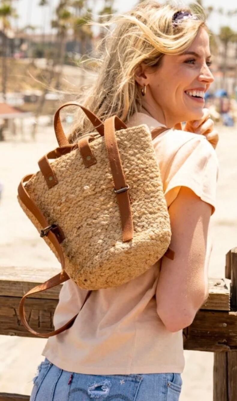 XIX The Palms Insulated Jute Picnic Lined Backpack